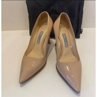 美品！　PRADA　プラダ　パンプス　ベージュ　エナメル　22.5㎝　22㎝