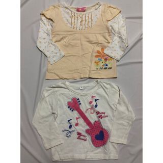 サンリオ(サンリオ)の【サイズ100】女の子　長袖Tシャツ2枚セット　サンリオウサハナ　オレンジ白(Tシャツ/カットソー)