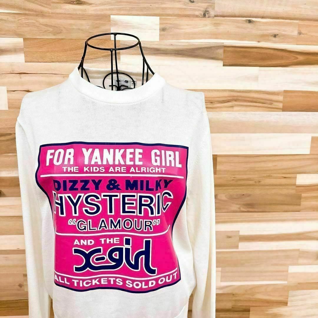 【エックスガール×ヒステリックグラマー】ダブルネーム セーター M 白×ピンク