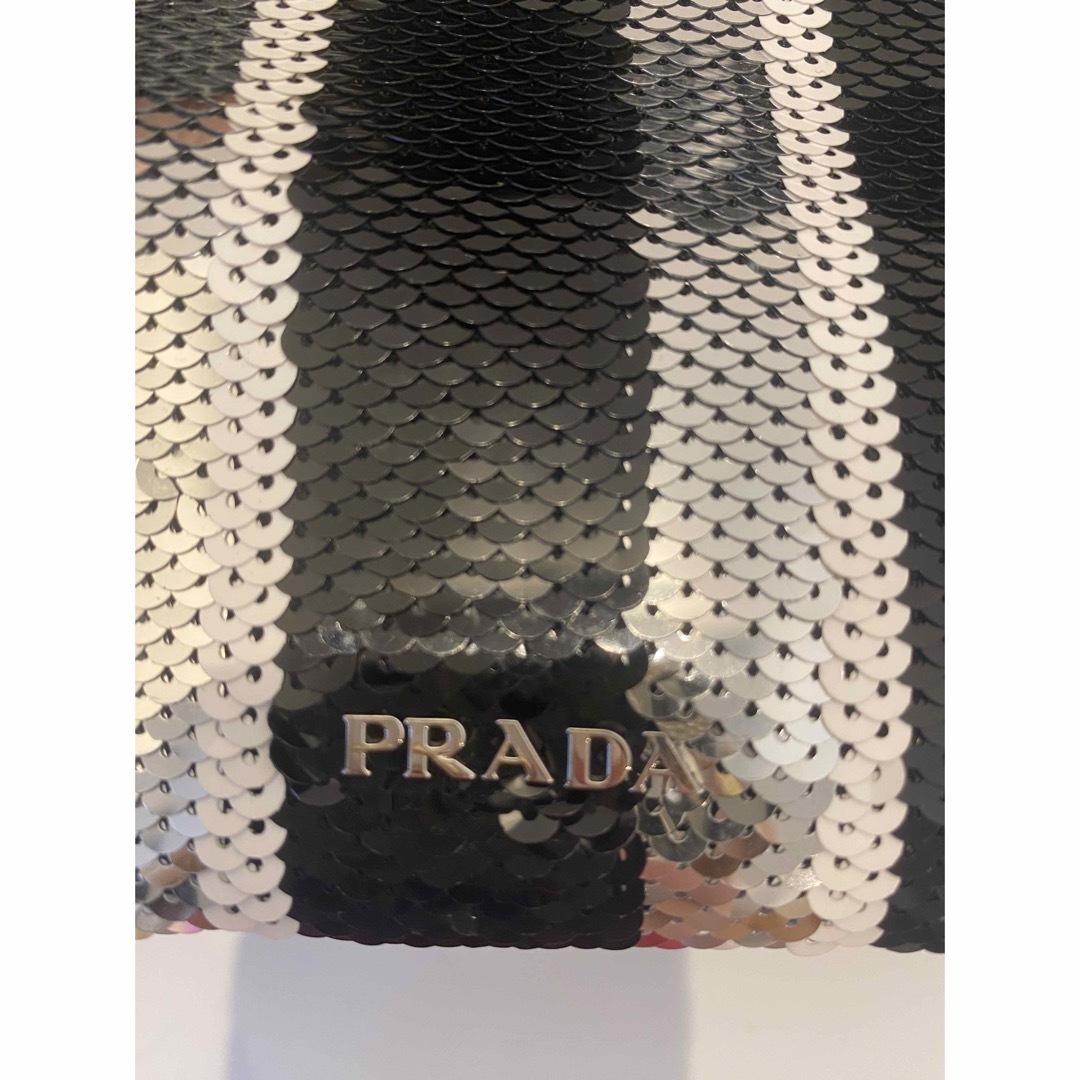 PRADA ハンドバッグ ポシェットカナパミニ 黒 シルバー  スパンコール