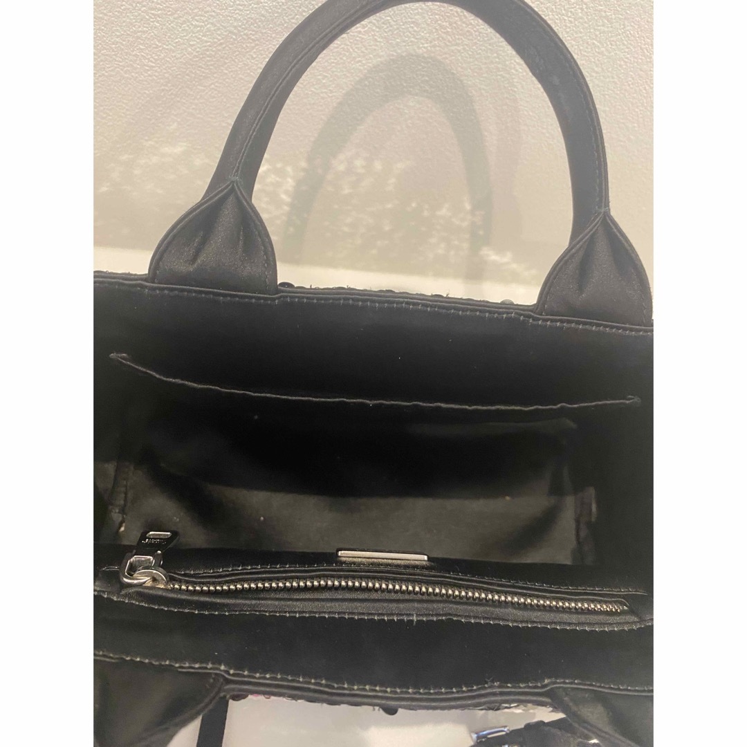 PRADA ハンドバッグ ポシェットカナパミニ 黒 シルバー  スパンコール