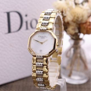 ディオール(Christian Dior) 白 腕時計(レディース)(ゴールド/金色系