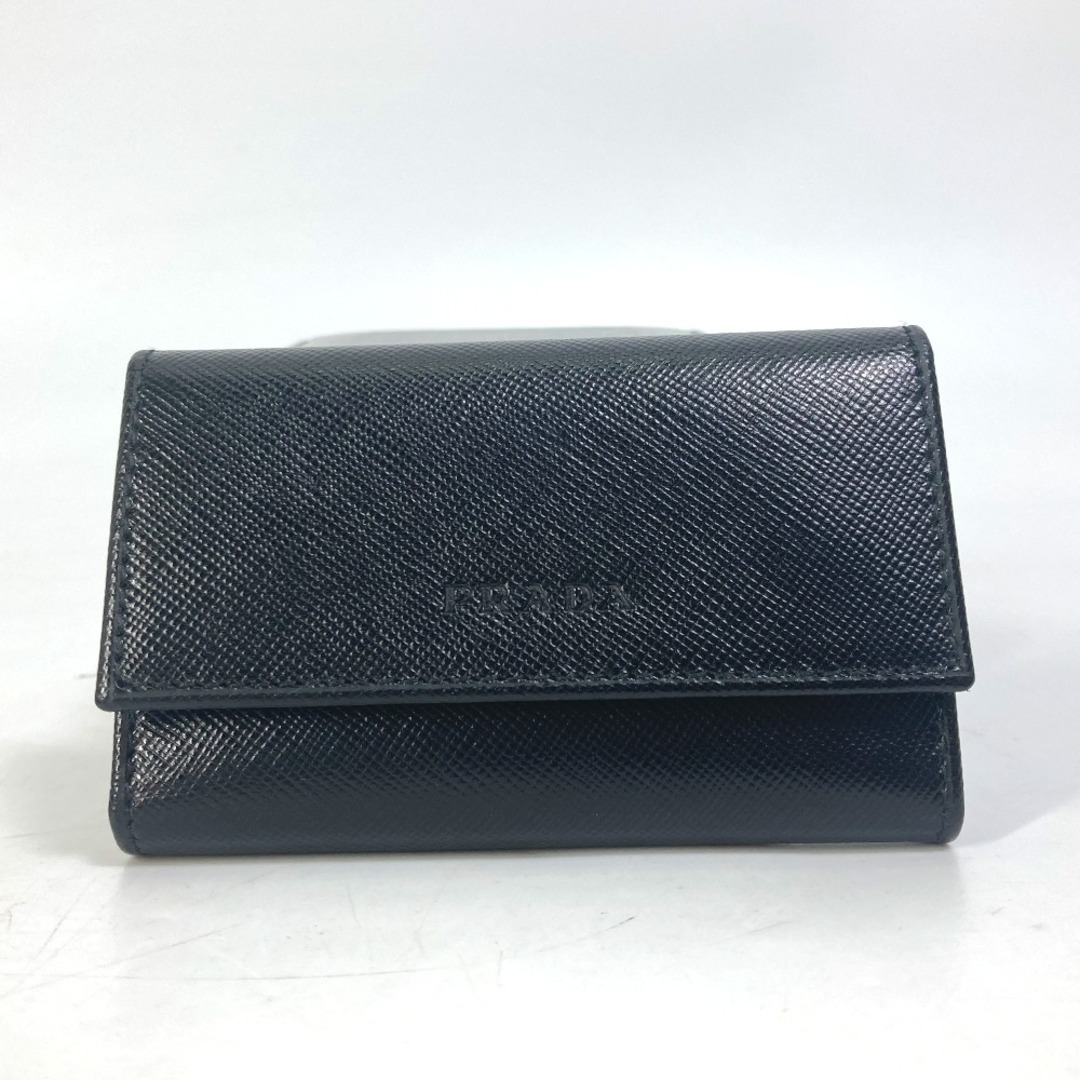 プラダ PRADA ロゴ M25U 鍵 6連 キーケース サフィアーノレザ－ ブラック 美品ファッション小物