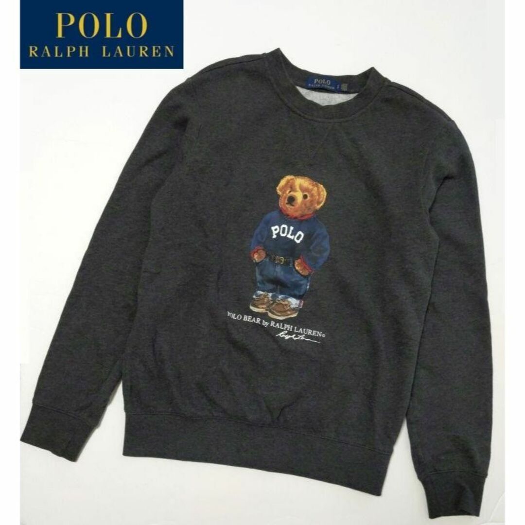 POLO RALPH LAUREN(ポロラルフローレン)の美品★ポロラルフローレン★ポロベアスウェット グレー 裏起毛 90s メンズのトップス(スウェット)の商品写真