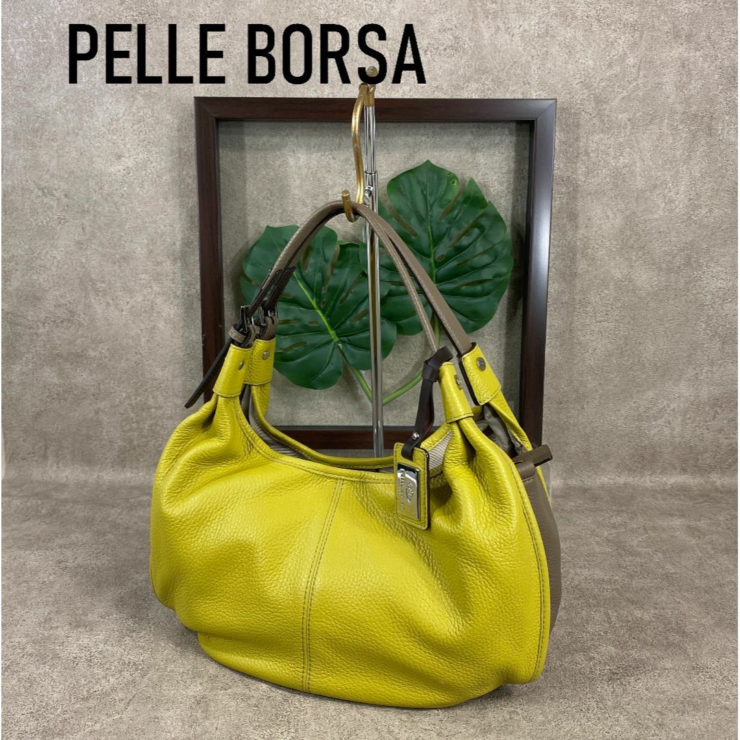 PELLE BORSA ペレボルサ インナーバッグ付 ラウンドバッグ ピスタチオ