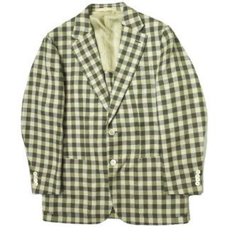 CARUSO カルーゾ イタリア製 TOSCA ブロックチェック シングル２Bジャケット 1122-343-5945 48 OLIVE/BEIGE テーラード 定価165,000円 アウター【中古】【CARUSO】(テーラードジャケット)