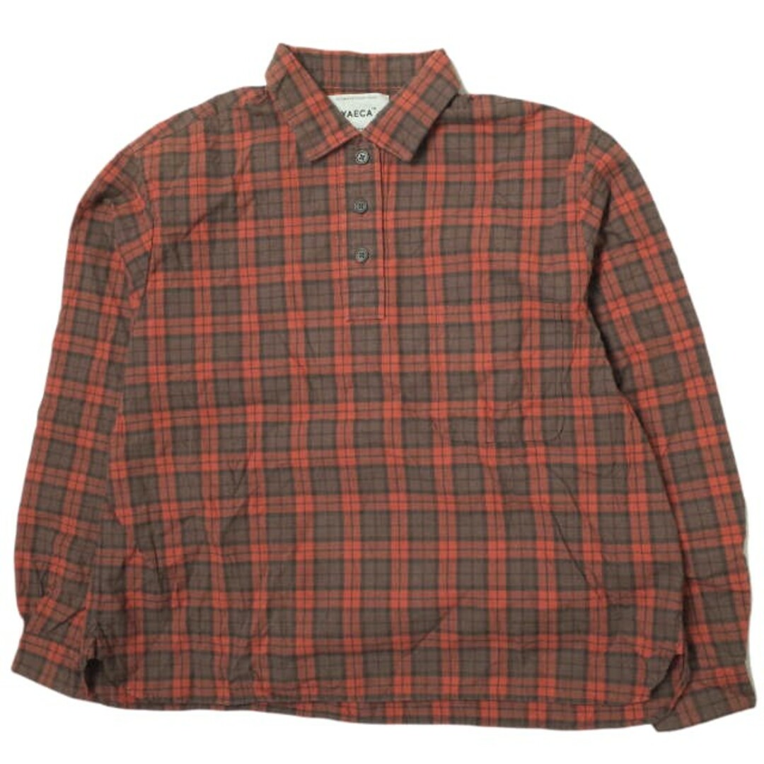 YAECA ヤエカ 日本製 Button Pullover Shirt ボタンプルオーバーシャツ 151056 M Brown Check 長袖  チェック トップス【中古】【YAECA】 | フリマアプリ ラクマ