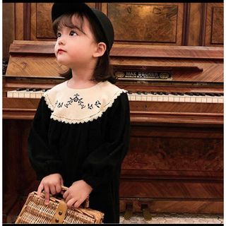 新品　100 ワンピース　韓国子供服　海外子供服　黒ワンピ　春服　こども服(ワンピース)