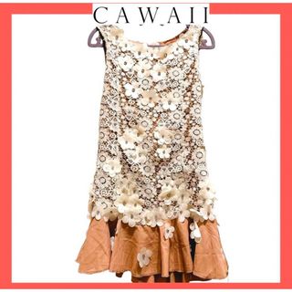 カワイイ(cawaii)の【新品】cawaii レース お花モチーフ付きワンピース ワンピース お花(ミニワンピース)