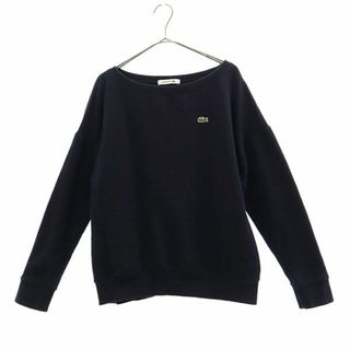 ラコステ(LACOSTE)のラコステ ワッペン 長袖 スウェット 34 ネイビー LACOSTE トレーナー ロゴ レディース 古着 【231103】(トレーナー/スウェット)