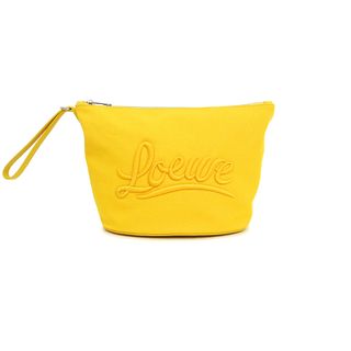 ロエベ(LOEWE)のロエベ コスメティックポーチ 化粧 コスメ キャンバス カーフスキン レザー イエロー 黄 シルバー金具 C630G29X02 LOEWE（新品・未使用品）(ポーチ)