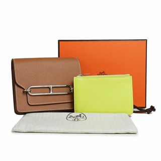 エルメス(Hermes)のエルメス ロウリス ルリ スリム ウォレット ヴェルソ 二つ折り財布 ヴォーエバーカラー エヴァーカラー レザー ゴールド ライム ブラウン イエロー 茶 黄色 シルバー金具 U刻印 箱付 HERMES（新品・未使用品）(財布)