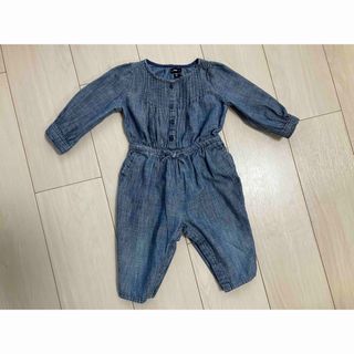 ベビーギャップ(babyGAP)の【美品】babyGAP70cm長袖デニムロンパース(カバーオール)