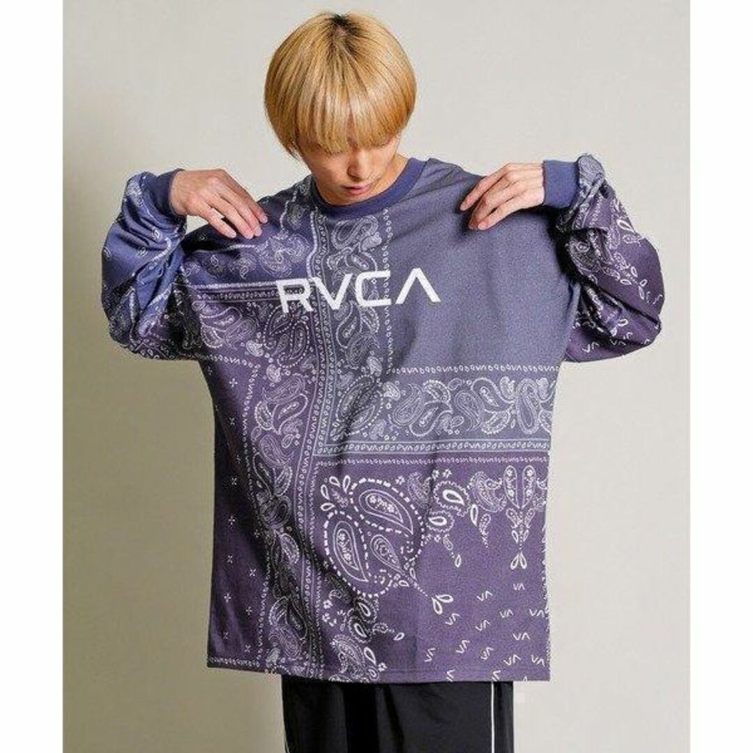 RVCA(ルーカ)の【完売品】RVCA  BANDANA柄 ロングスリーブＴシャツ　M　NAVY メンズのトップス(Tシャツ/カットソー(七分/長袖))の商品写真