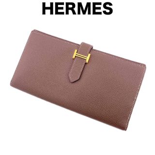 エルメス(Hermes)の【美品】エルメス ヴォーエプソン ベアンスフレ エトゥープ　刻印:Z レザー固め(財布)