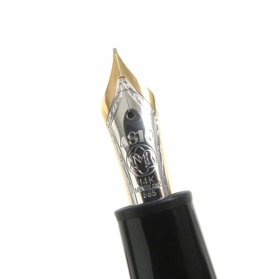 極美品●MONTBLANC モンブラン マイスターシュテュック ル・グラン ペン先14K Fニブ ホワイトスター 万年筆 黒×ゴールド 箱/インク付約14cmグリップ幅