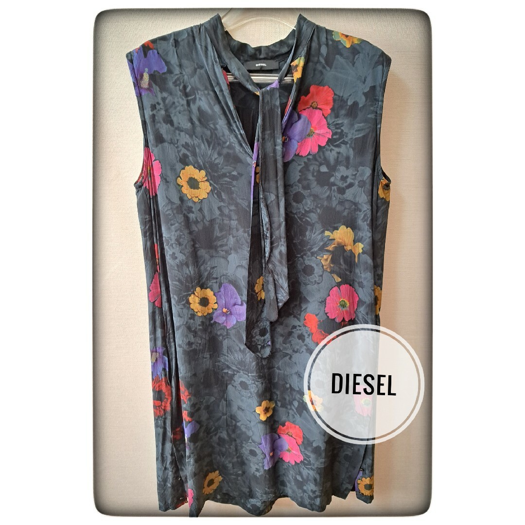 DIESEL(ディーゼル)のディーゼル(DIESEL)ワンピース 花柄 ボウタイ レディースのワンピース(ひざ丈ワンピース)の商品写真