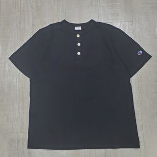 チャンピオン(Champion)の直営限定 チャンピオン ヘンリー ネック Tシャツ 半袖Tシャツ ブラック L(Tシャツ/カットソー(半袖/袖なし))