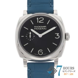 パネライ(PANERAI)の【117938】PANERAI パネライ  PAM00574 ラジオミール  ブラックダイヤル SS/レザー（クロコ） 手巻き ギャランティーカード 純正ボックス 腕時計 時計 WATCH メンズ 男性 男 紳士【中古】(腕時計(アナログ))