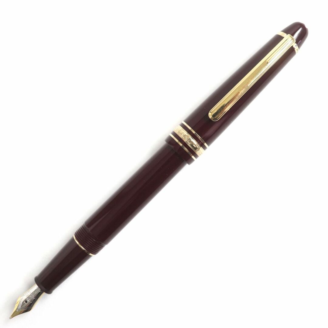 約14cmグリップ幅美品▼MONTBLANC モンブラン マイスターシュテュック ホワイトスター ペン先18K 万年筆 ボルドー×ゴールド Mニブ ドイツ製