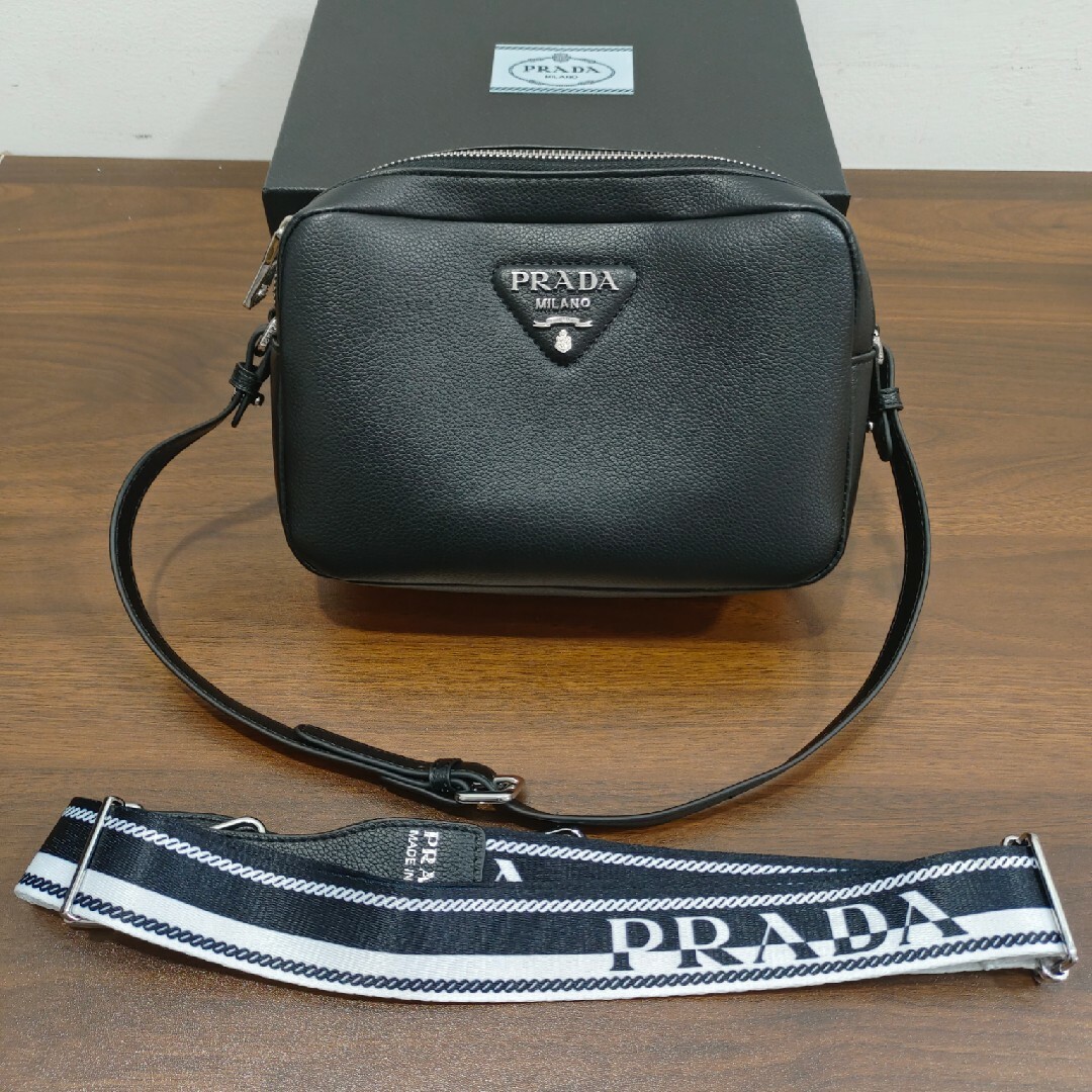PRADA - 箱付き☆プラダ ブラック 黒 レザー ショルダーバッグ 2wayの