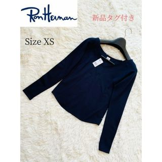 ロンハーマン(Ron Herman)の【Ronherman】新品タグ付き 長袖Vネックカットソー XS ネイビー(カットソー(長袖/七分))