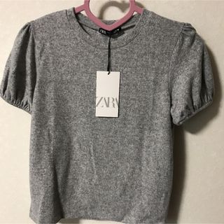 ザラ(ZARA)のZARA半袖起毛セーター　M グレー(ニット/セーター)