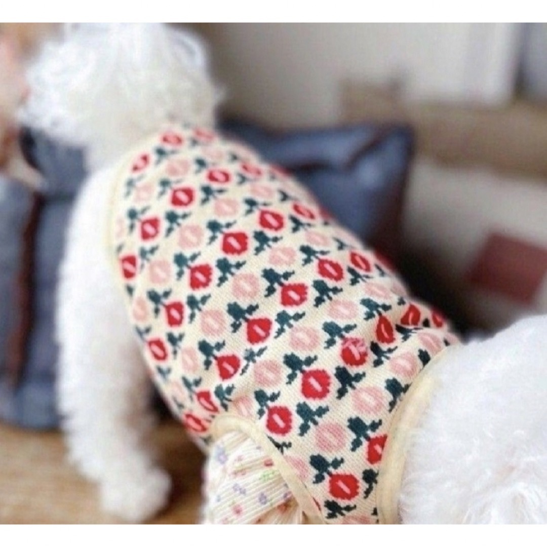 ♥️犬服M♥️ お花ベスト　リバーシブル　可愛い　裏フリース　犬用品　着る毛布 その他のペット用品(犬)の商品写真