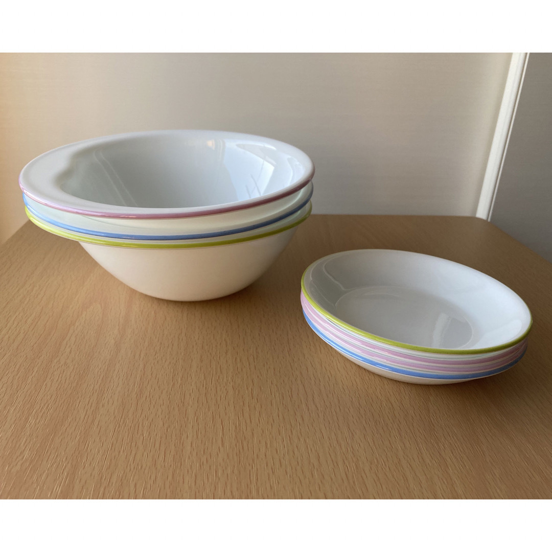 CORELLE(コレール)の【期間限定出品】コレール  コントアー　ミディアムボウルと小皿　合計７点セット インテリア/住まい/日用品のキッチン/食器(食器)の商品写真