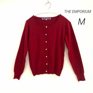 ジエンポリアム(THE EMPORIUM)のTHE EMPORIUM ジ・エンポリアム　レディース　赤カーディガン Mサイズ(カーディガン)