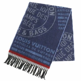 極美品 LOUIS VUITTON ルイヴィトン ストライプ 防寒  401552 マフラー カシミヤ/ウール ブラック