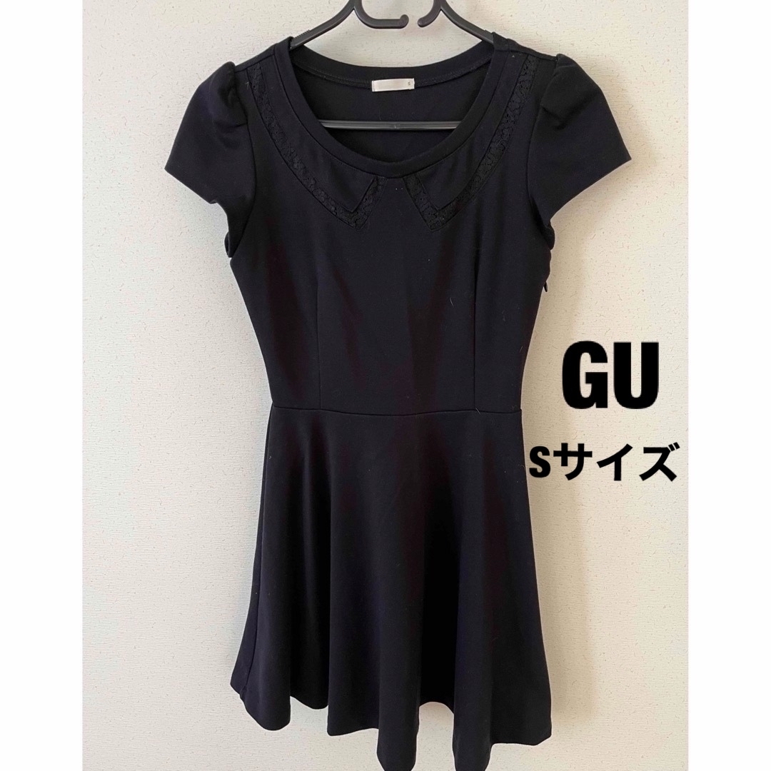 GU(ジーユー)のGU/ジーユー　ワンピース　フレンチスリーブ　フレア　ブラック　Sサイズ レディースのワンピース(ミニワンピース)の商品写真