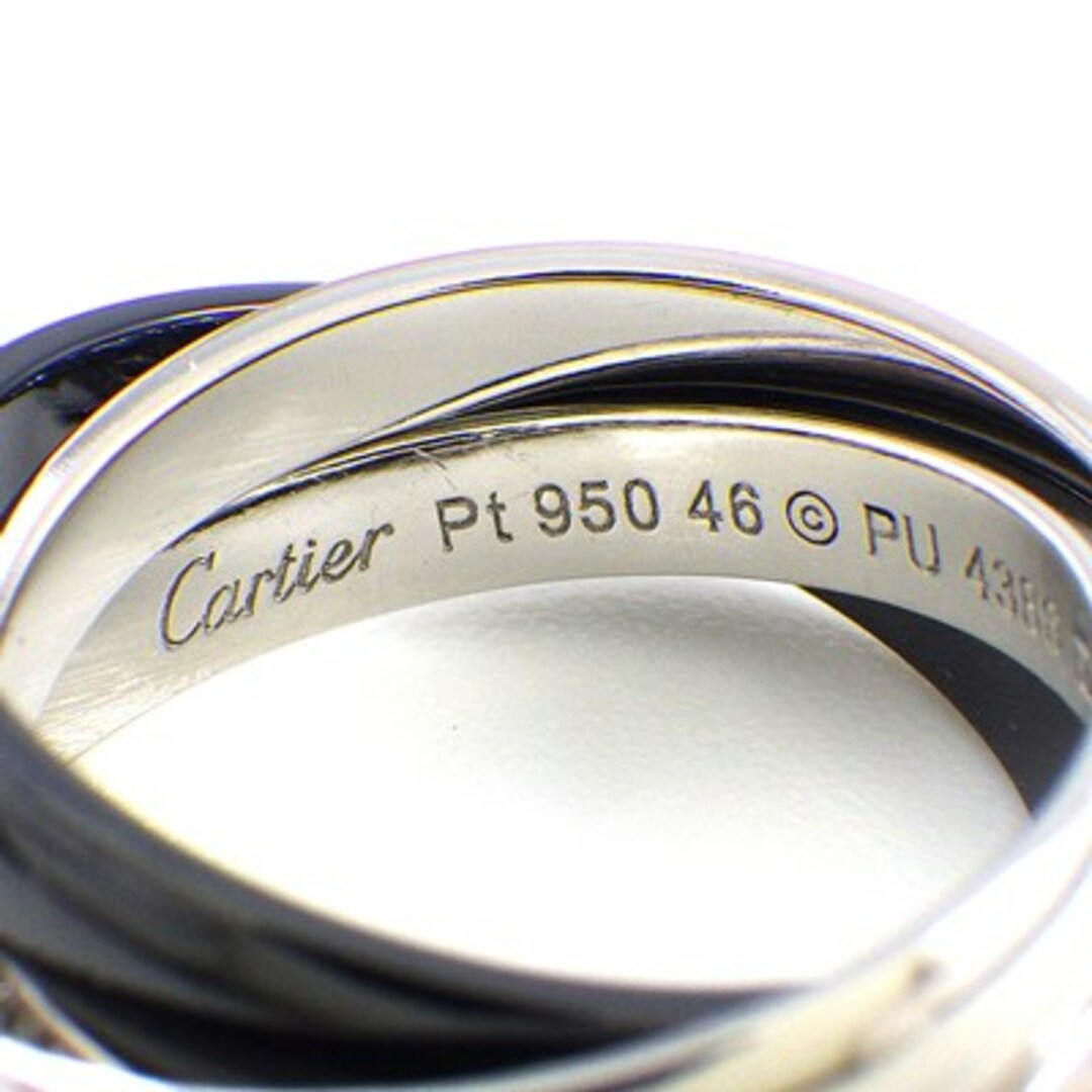 Cartier(カルティエ)のカルティエ Cartier リング トリニティ SM B4235446 フルサークル ダイヤモンド K18WG ブラック セラミック 黒 7号 / #46 【中古】 レディースのアクセサリー(リング(指輪))の商品写真