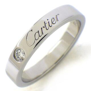 カルティエ(Cartier)のカルティエ Cartier リング C ドゥ カルティエ ウェディング バンド B4051300 エングレーブド ロゴ 1ポイント ダイヤモンド PT950 9号 / #49 【中古】(リング(指輪))
