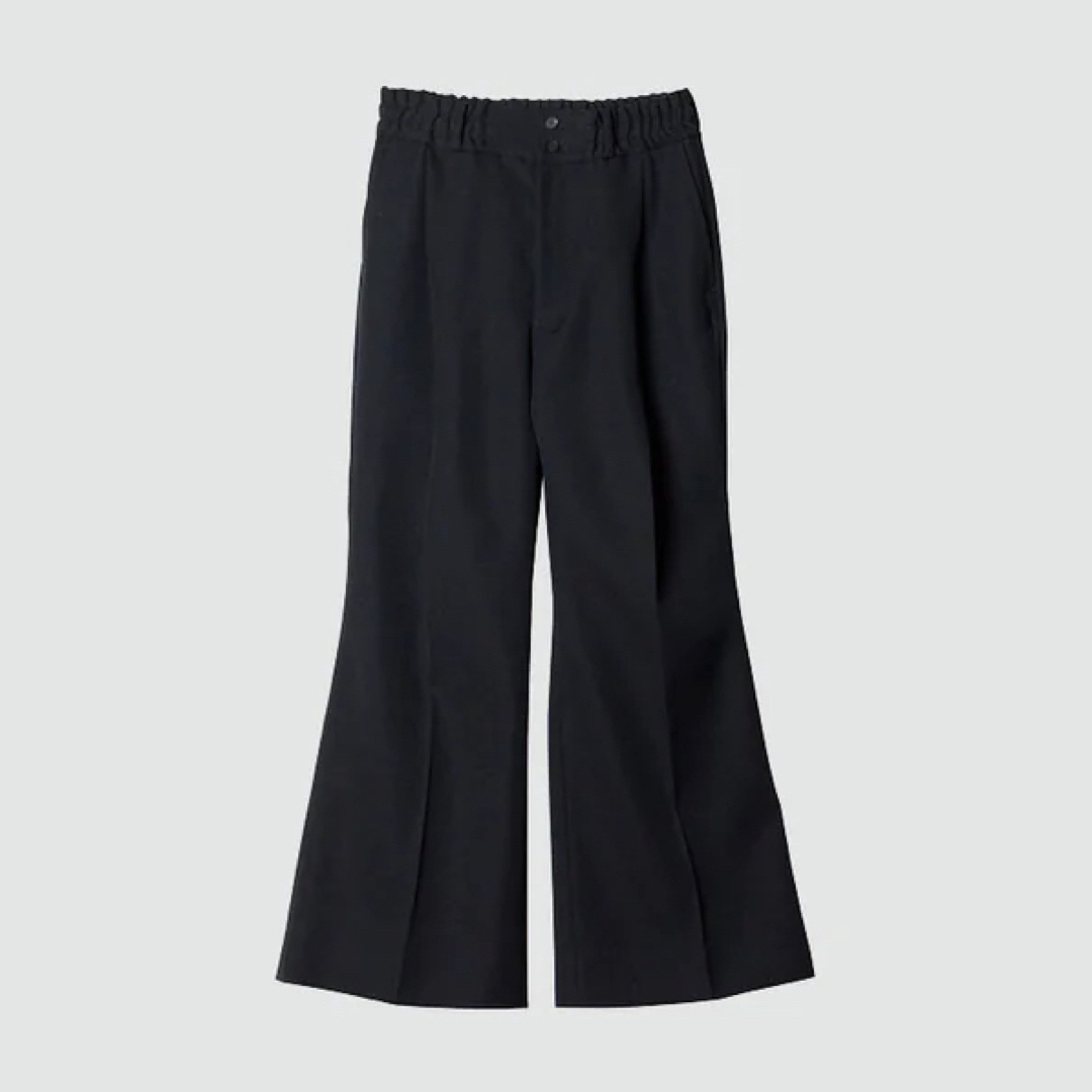 HEAVY WOOL GABARDINE FLARE EASY TROUSERS