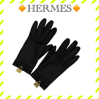 エルメス(Hermes)の美品 エルメス ラムスキン コンスタンス ケリー 6 グローブ 黒 レディース(手袋)