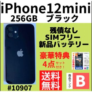 アイフォーン(iPhone)の【B美品】iPhone12mini ブラック 256GB SIMフリー 本体(スマートフォン本体)