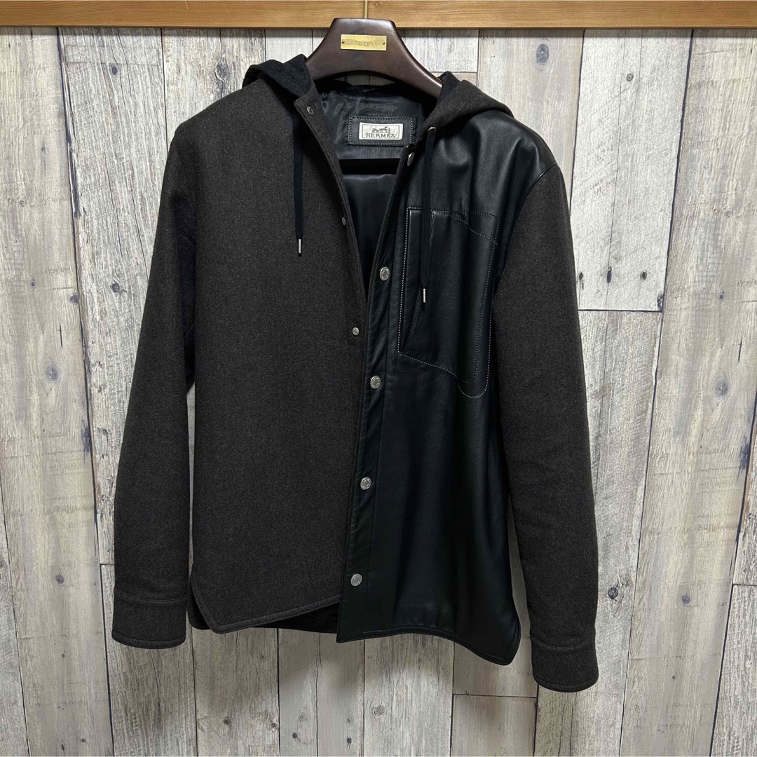 HERMES - 即完売! HERMES レザーマテリアルパーカーの通販 by N HERMES - 即完売! HERMES レザーマテリアルパーカーの通販 by N