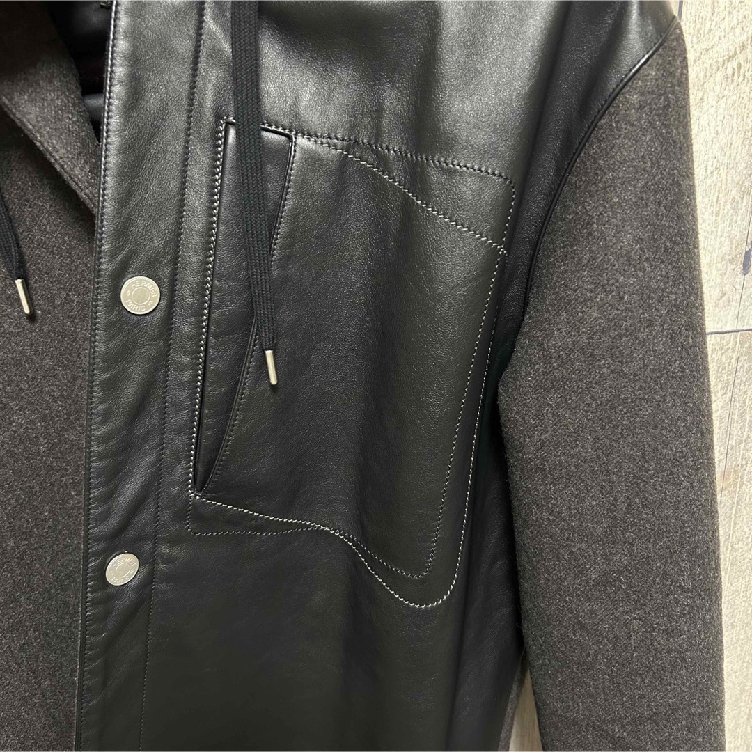 HERMES - 即完売! HERMES レザーマテリアルパーカーの通販 by N HERMES - 即完売! HERMES レザーマテリアルパーカーの通販 by N
