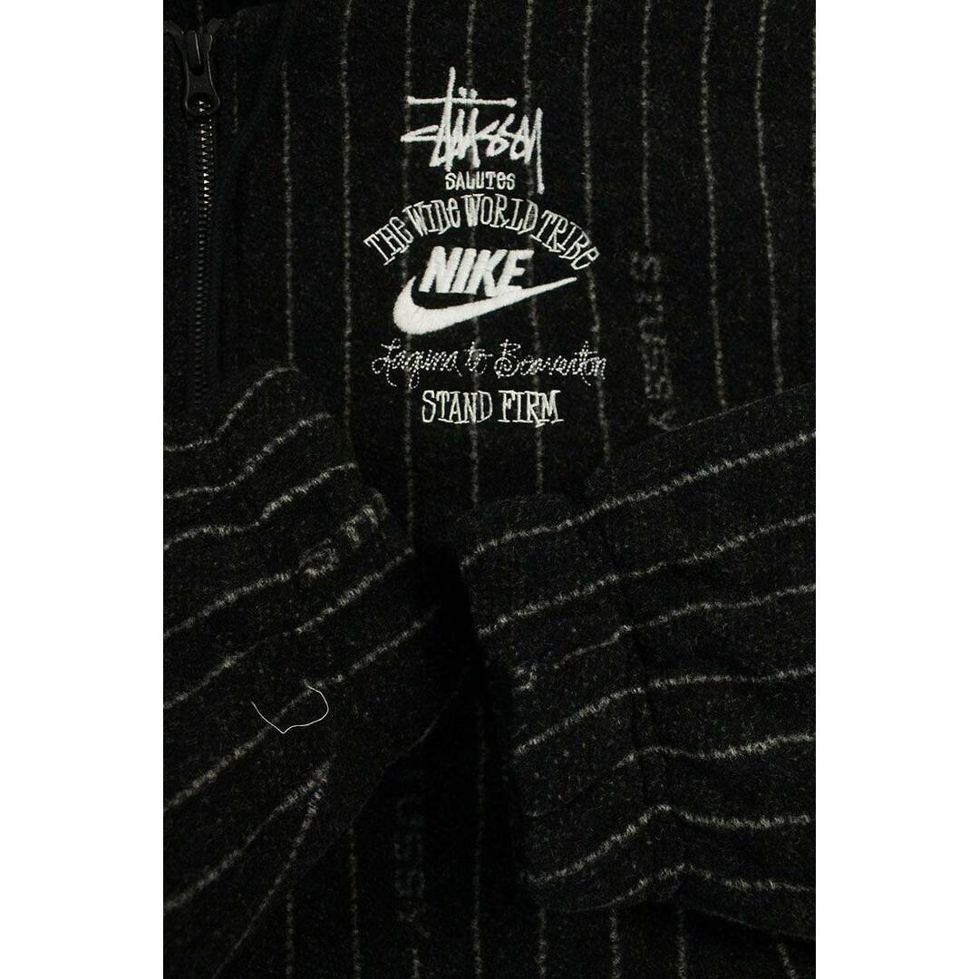 NIKE(ナイキ)のナイキ ×ステューシー STUSSY  Stripe Wool Jacket DR4023-010 ロゴ刺繍ストライプフーデットブルゾン メンズ XS メンズのジャケット/アウター(ブルゾン)の商品写真