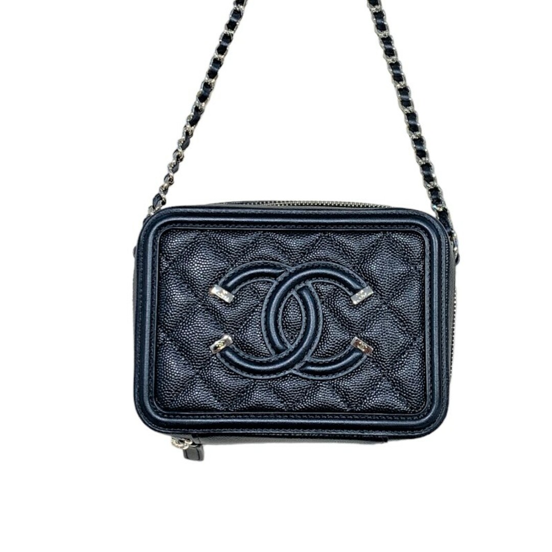 シャネル CHANEL CCフィリグリー ミニショルダーバッグ A84452 ブラック/ゴールド金具 キャビアスキン レディース ショルダーバッグ約10cmマチ