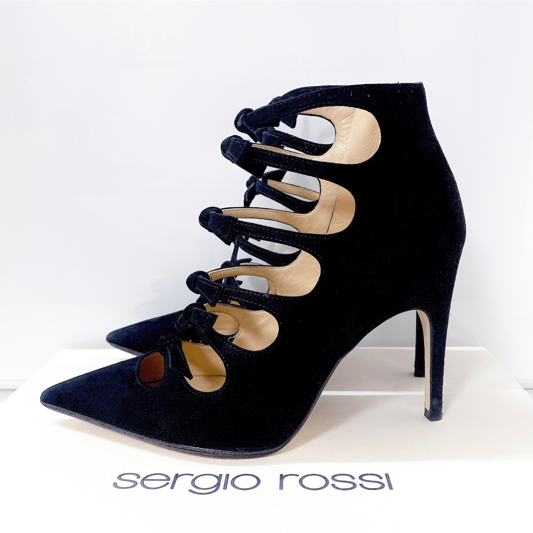 Sergio Rossi(セルジオロッシ)のSergioRossi 　ジャンヴィトロッシ　ベルベット　ベロア　ブーティ レディースの靴/シューズ(ハイヒール/パンプス)の商品写真