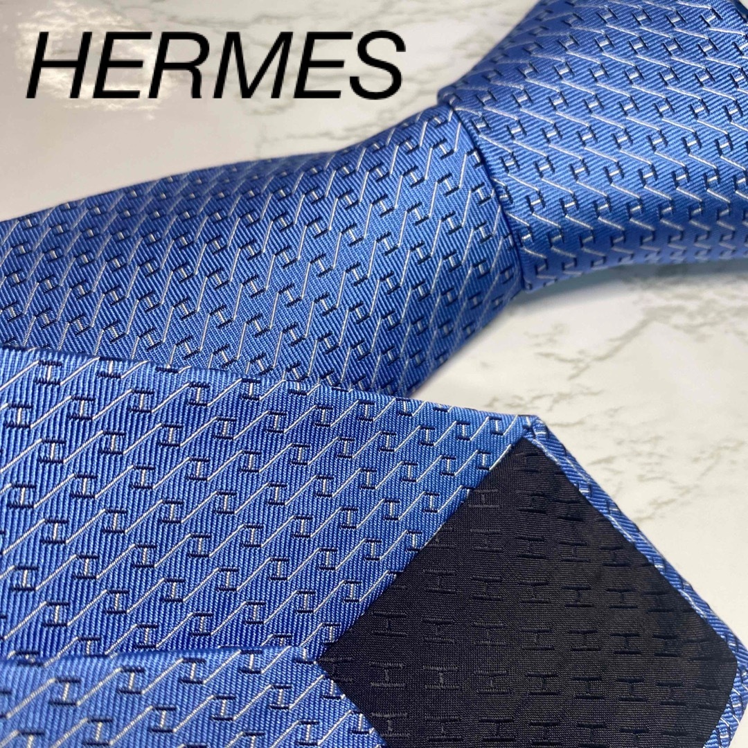 極美品】HERMES エルメス ネクタイ 高級シルク H柄-