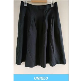 ユニクロ(UNIQLO)の新品★【UNIQLO】ユニクロ　ひざ丈大活躍フレアスカート　ウエストゴム　黒色(ひざ丈スカート)