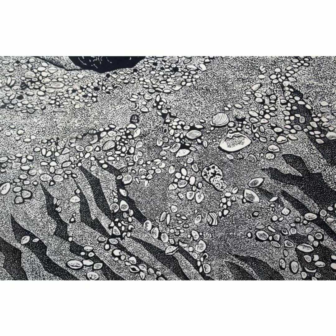 北岡文雄『流木のある海岸』木版画【真作保証】 絵画 北岡文雄『流木のある海岸』木版画【真作保証】 絵画