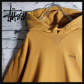 STUSSY パーカー 裾ロゴ デザイン◎ イエロー カラー◎ 内ボア L 希少