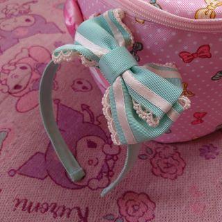 アンジェリックプリティー(Angelic Pretty)の美品 アンジェリックプリティ リボンカチューシャ ロリィタ ライトブルー(カチューシャ)