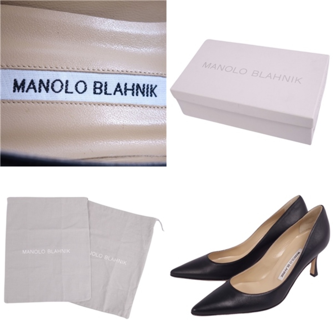 MANOLO BLAHNIK(マノロブラニク)の未使用 マノロ・ブラニク Manolo Blahnik パンプス ヒール ポインテッドトゥ カーフレザー シューズ レディース 37(24cm相当) ブラック レディースの靴/シューズ(ハイヒール/パンプス)の商品写真