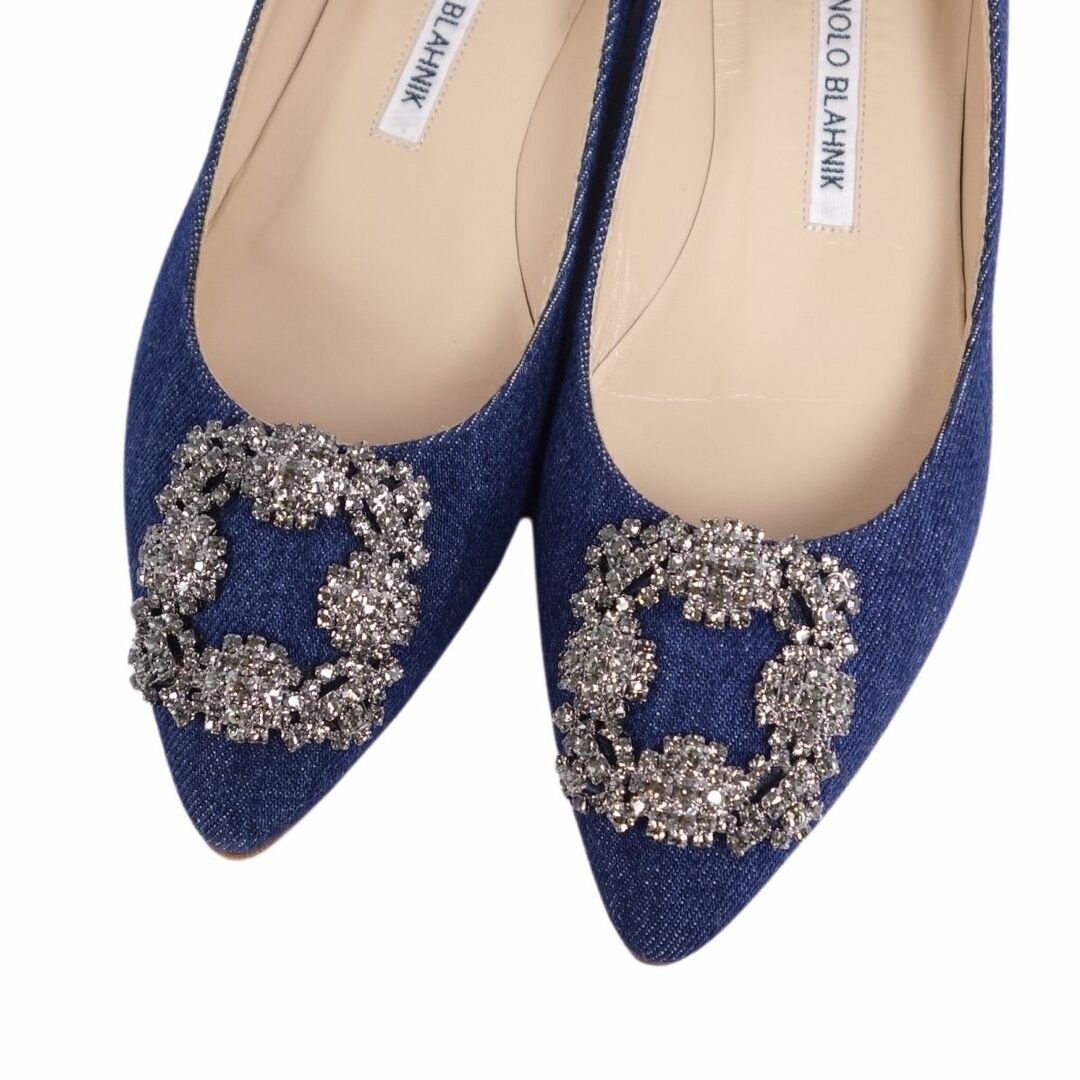 MANOLO BLAHNIK(マノロブラニク)の美品 マノロ・ブラニク Manolo Blahnik パンプス ハンギシ フラット ポインテッドトゥ デニム シューズ レディース 35(22cm相当) インディゴブルー レディースの靴/シューズ(ハイヒール/パンプス)の商品写真