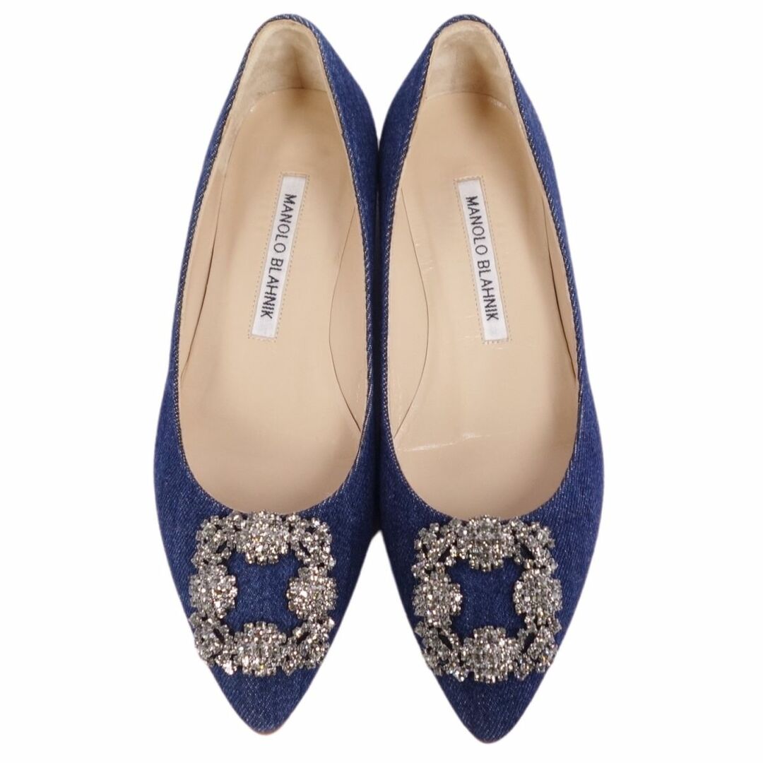 MANOLO BLAHNIK(マノロブラニク)の美品 マノロ・ブラニク Manolo Blahnik パンプス ハンギシ フラット ポインテッドトゥ デニム シューズ レディース 35(22cm相当) インディゴブルー レディースの靴/シューズ(ハイヒール/パンプス)の商品写真